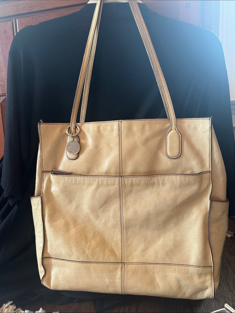 Leather Tote Bag in Tan - Women's Shoulder Bag